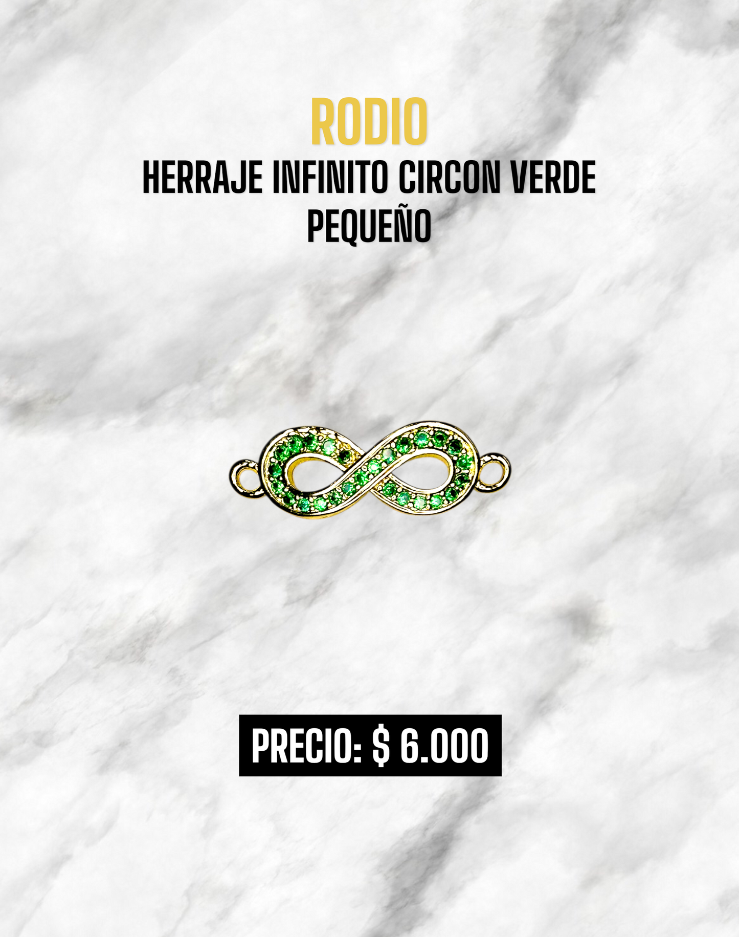 HERRAJE INFINITO CIRCON VERDE PEQUEÑO RODIO
