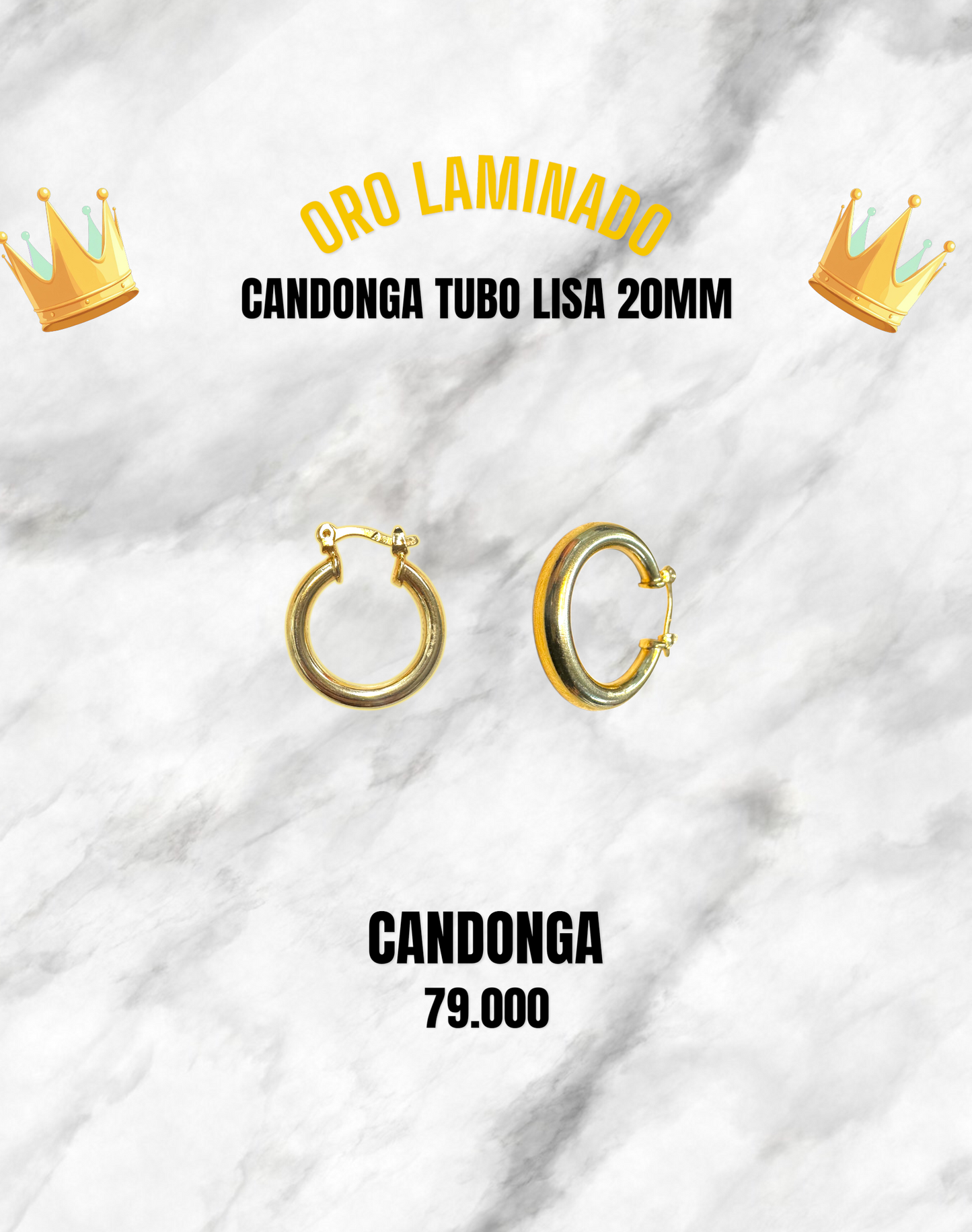 CANDONGA TUBO LISA 20MM ORO LAMINADO