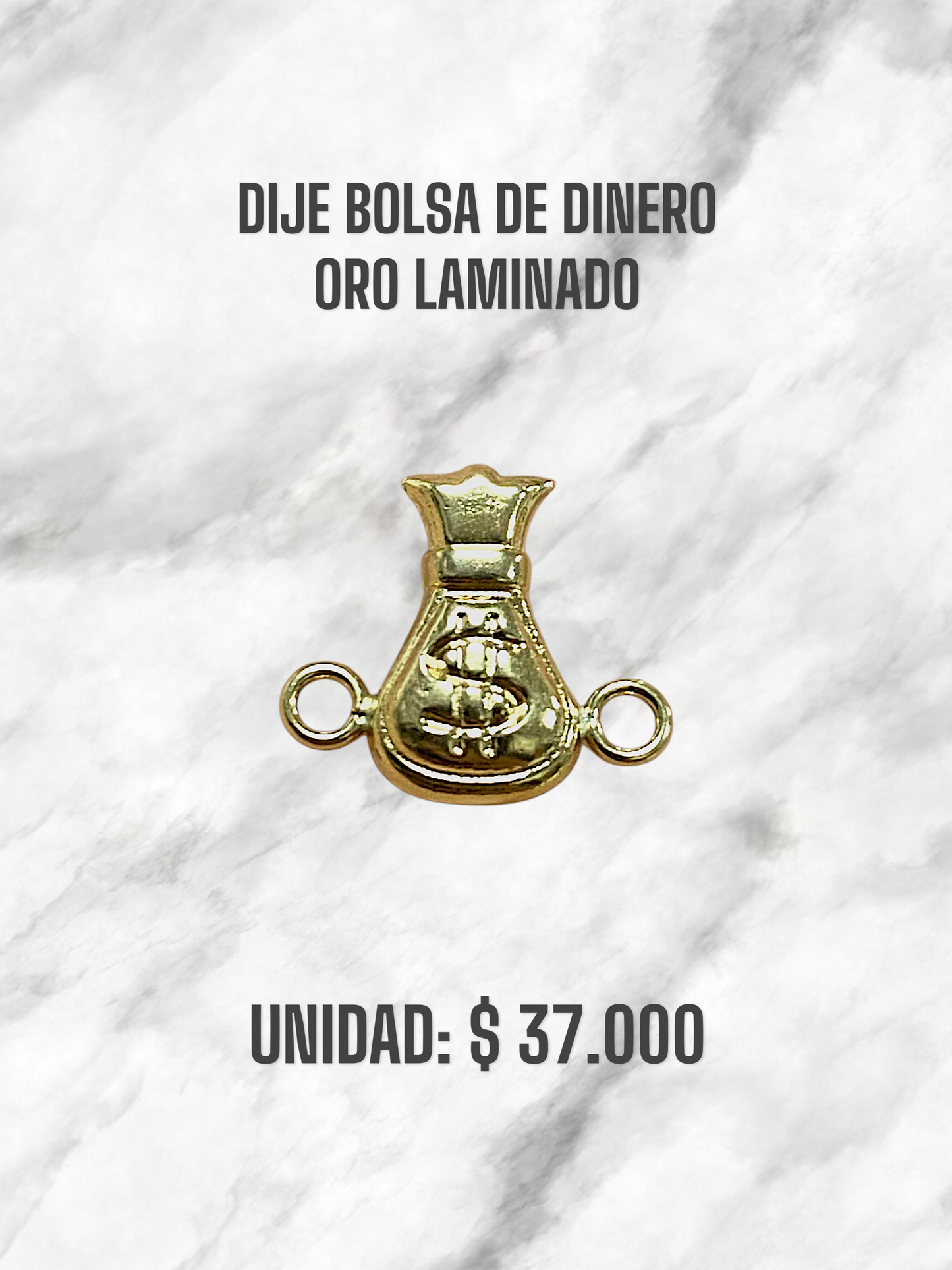 DIJE BOLSA DE DINERO PULSO ORO LAMINADO