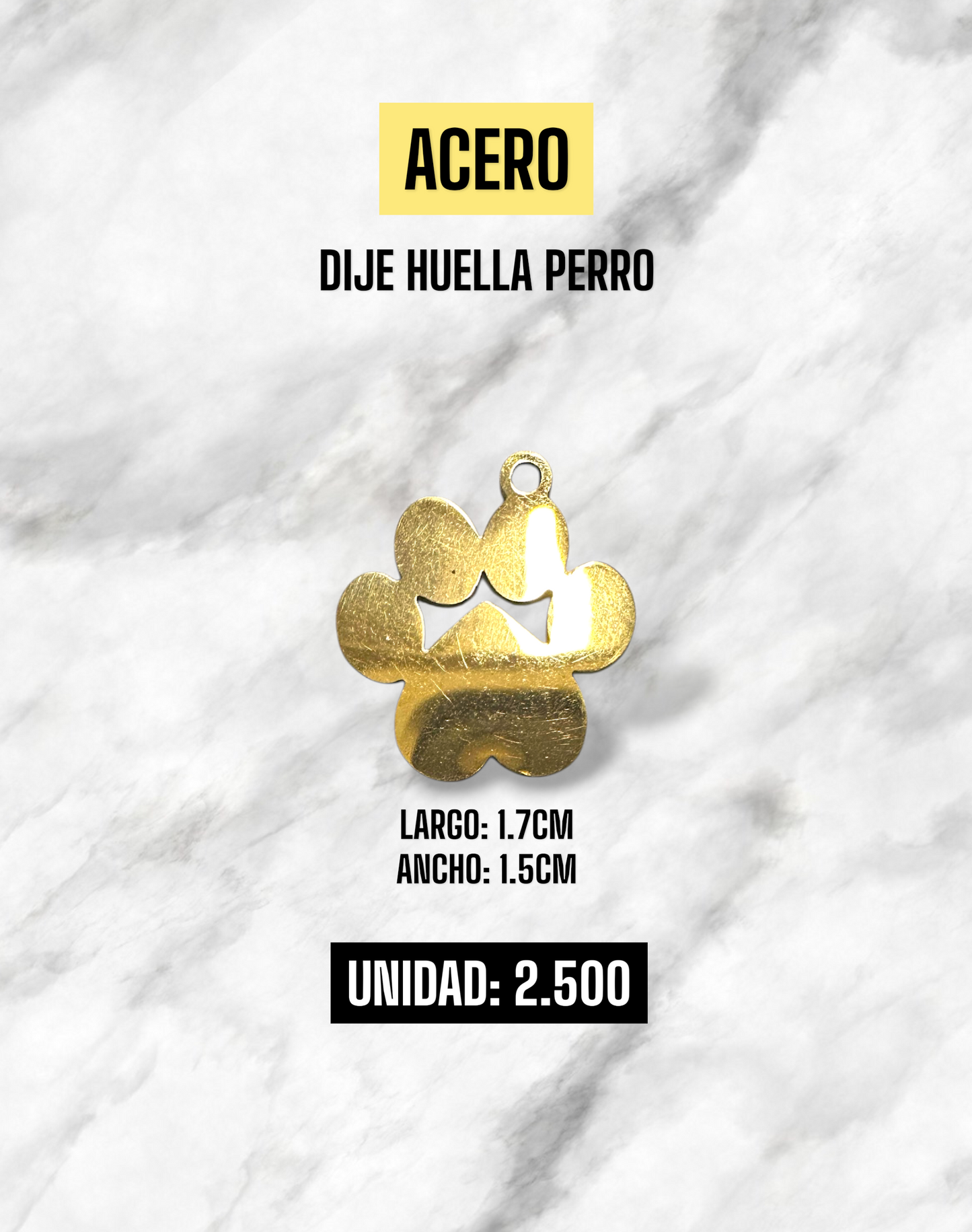 DIJE HUELLA DE PERRO ACERO