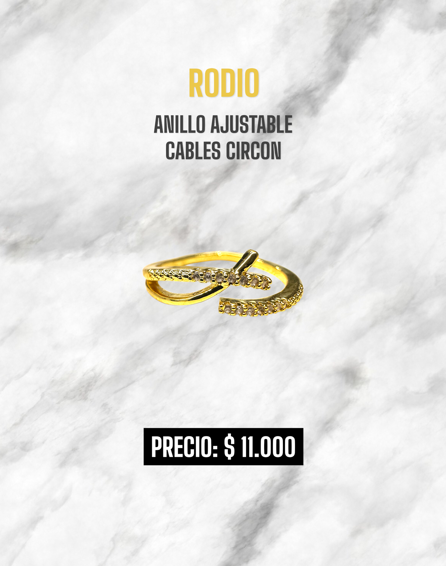 ANILLO AJUSTABLE CABLES CIRCON RODIO