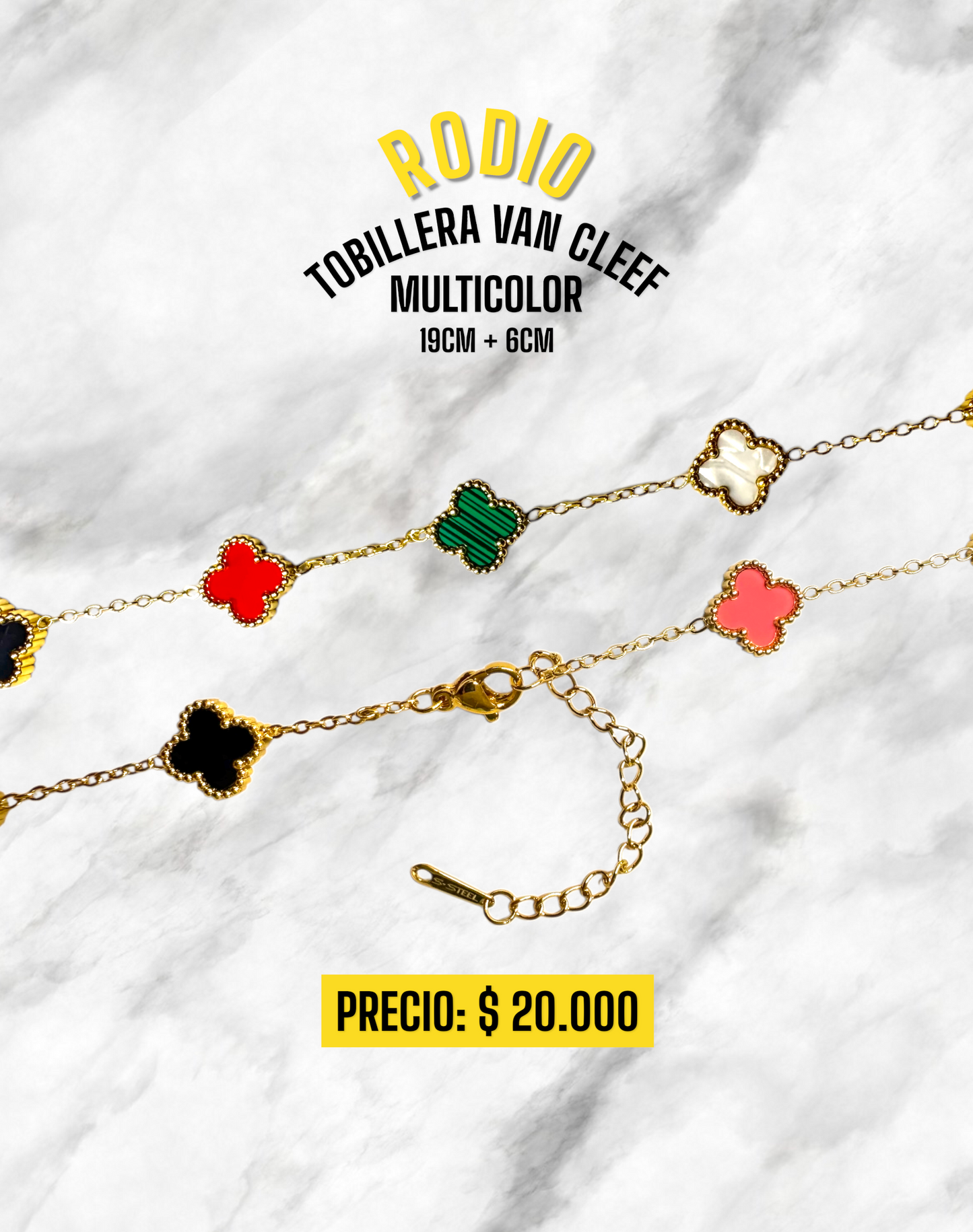 TOBILLERA VAN CLEEF MULTICOLOR 19CM + 6CM