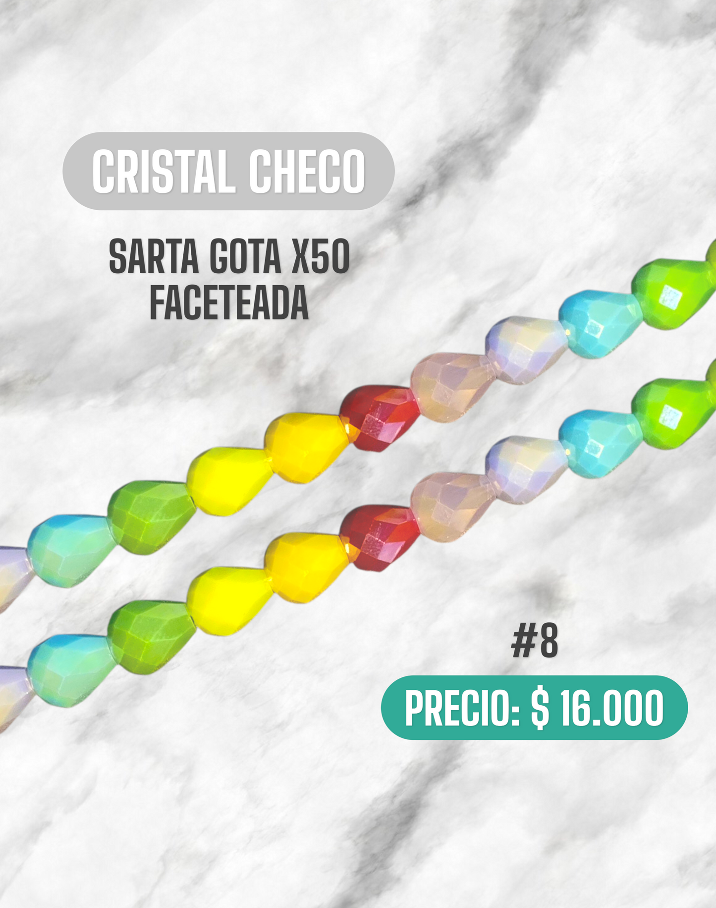 CRISTAL CHECO SARTA GOTA X50 FACETEADA