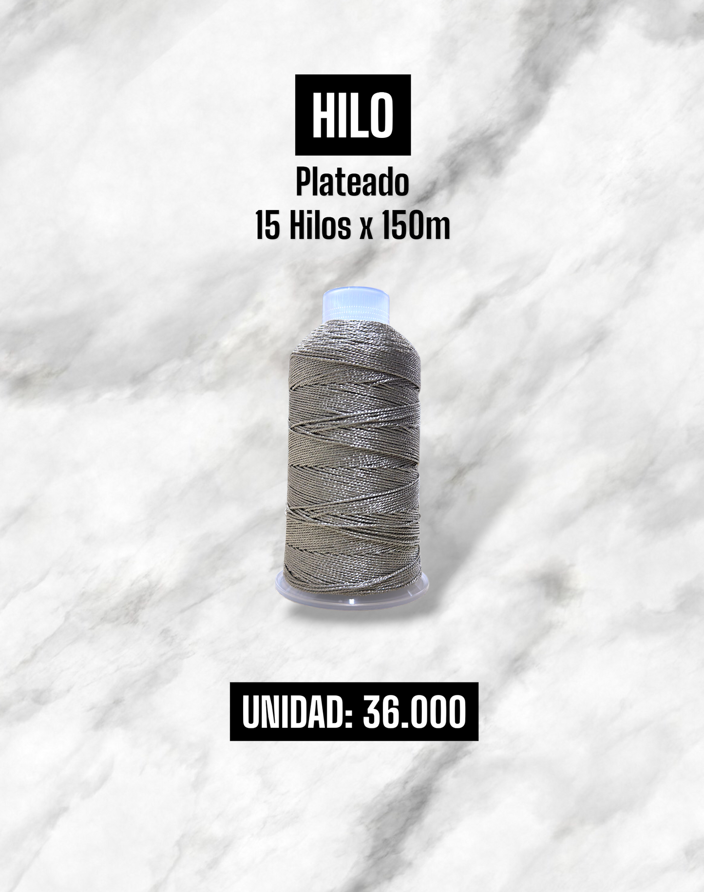 HILO POLIESTER METALIZADO PLATEADO 15 HILOS X 150M