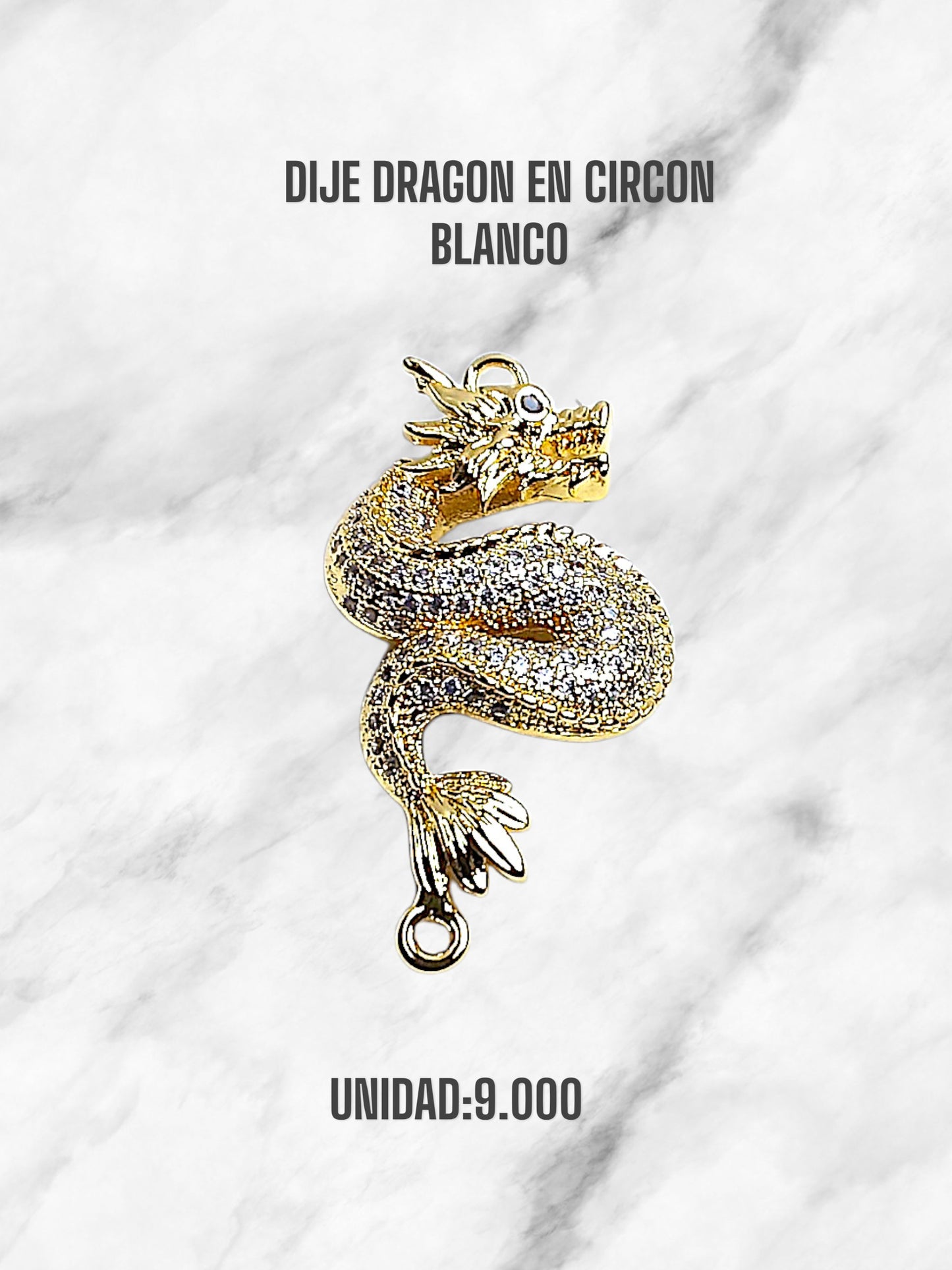 DIJE DRAGON EN CIRCON BLANCO