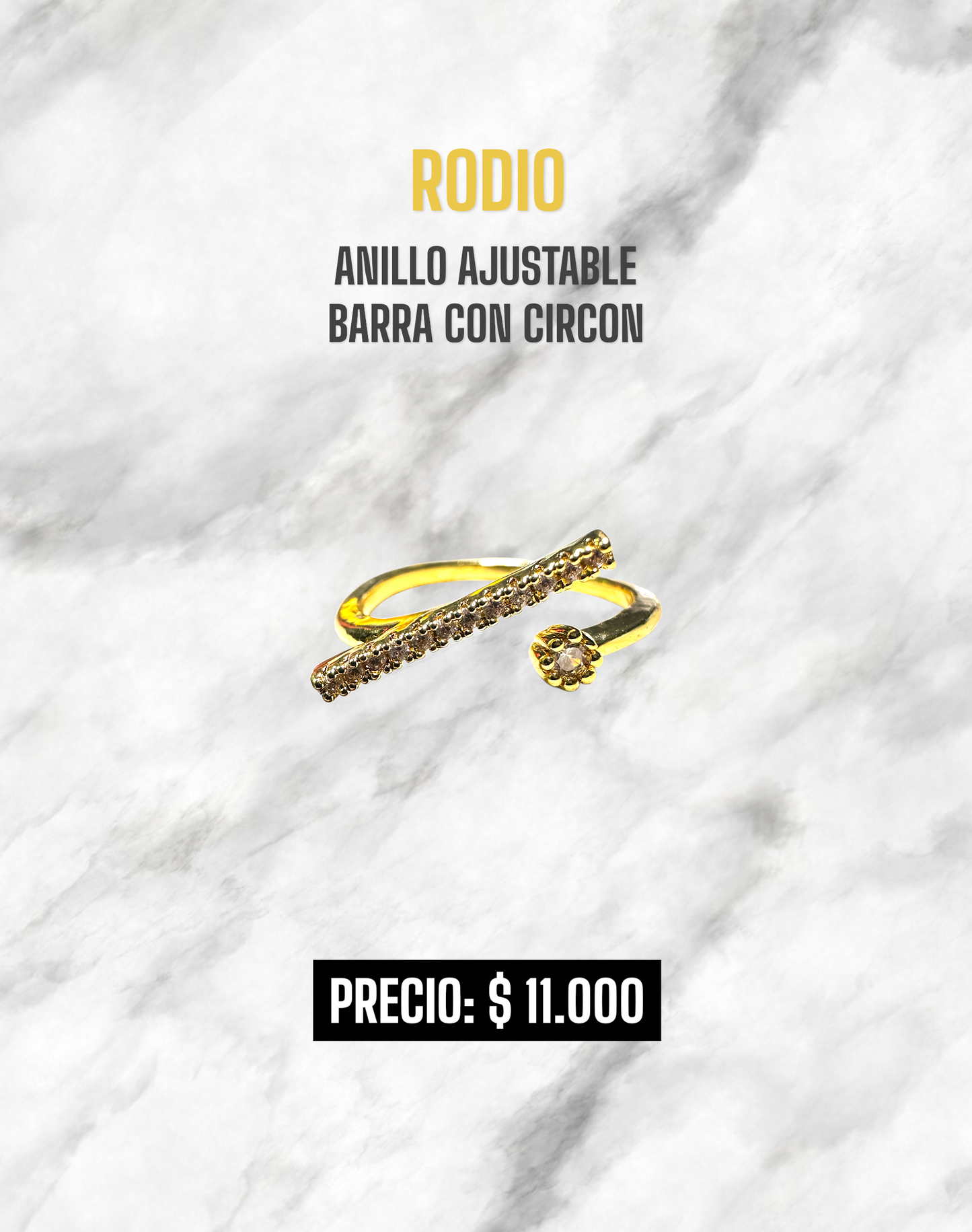 ANILLO AJUSTABLE BARRA CIRCON RODIO