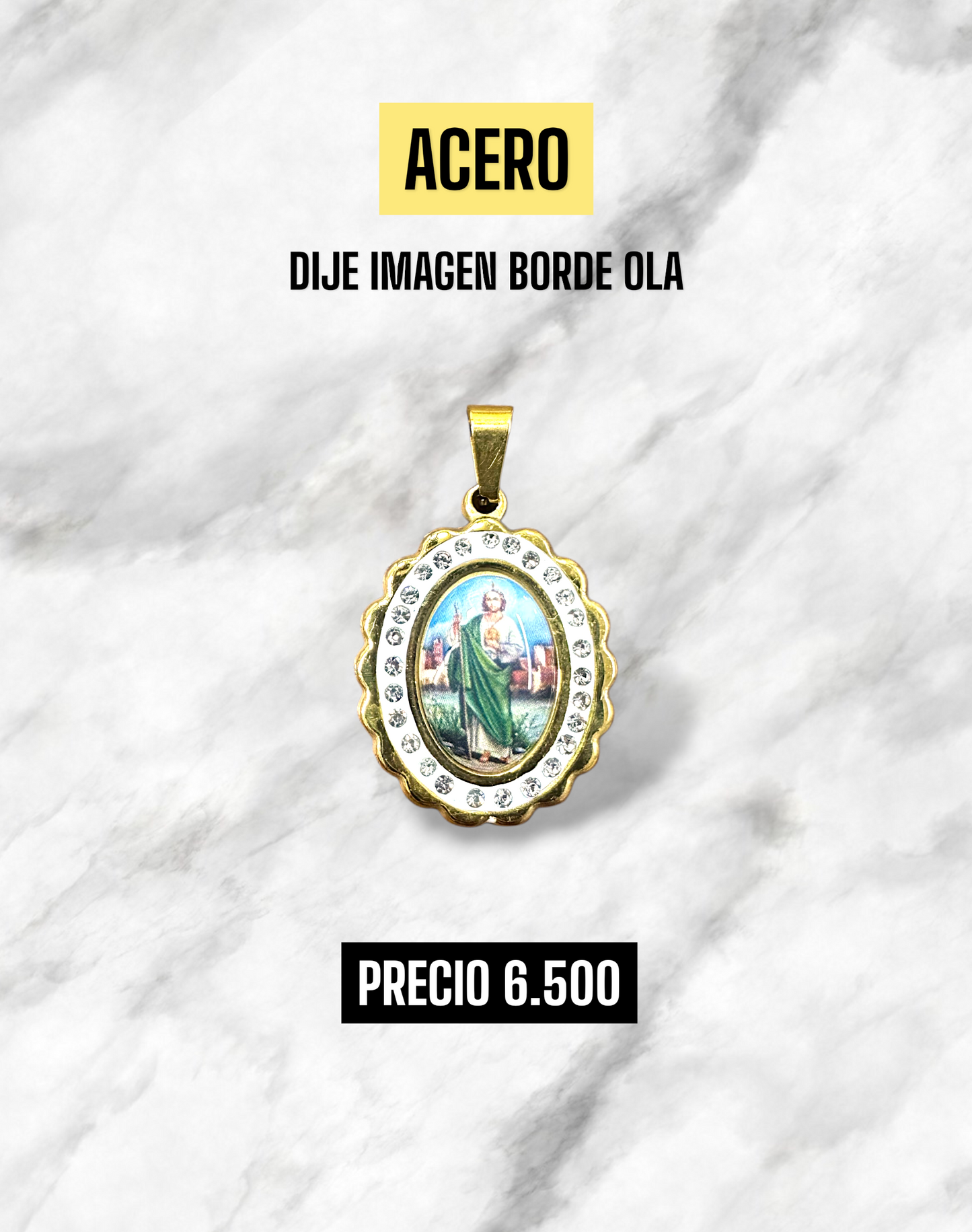 DIJE IMAGEN BORDE GRANDE OLA ACERO