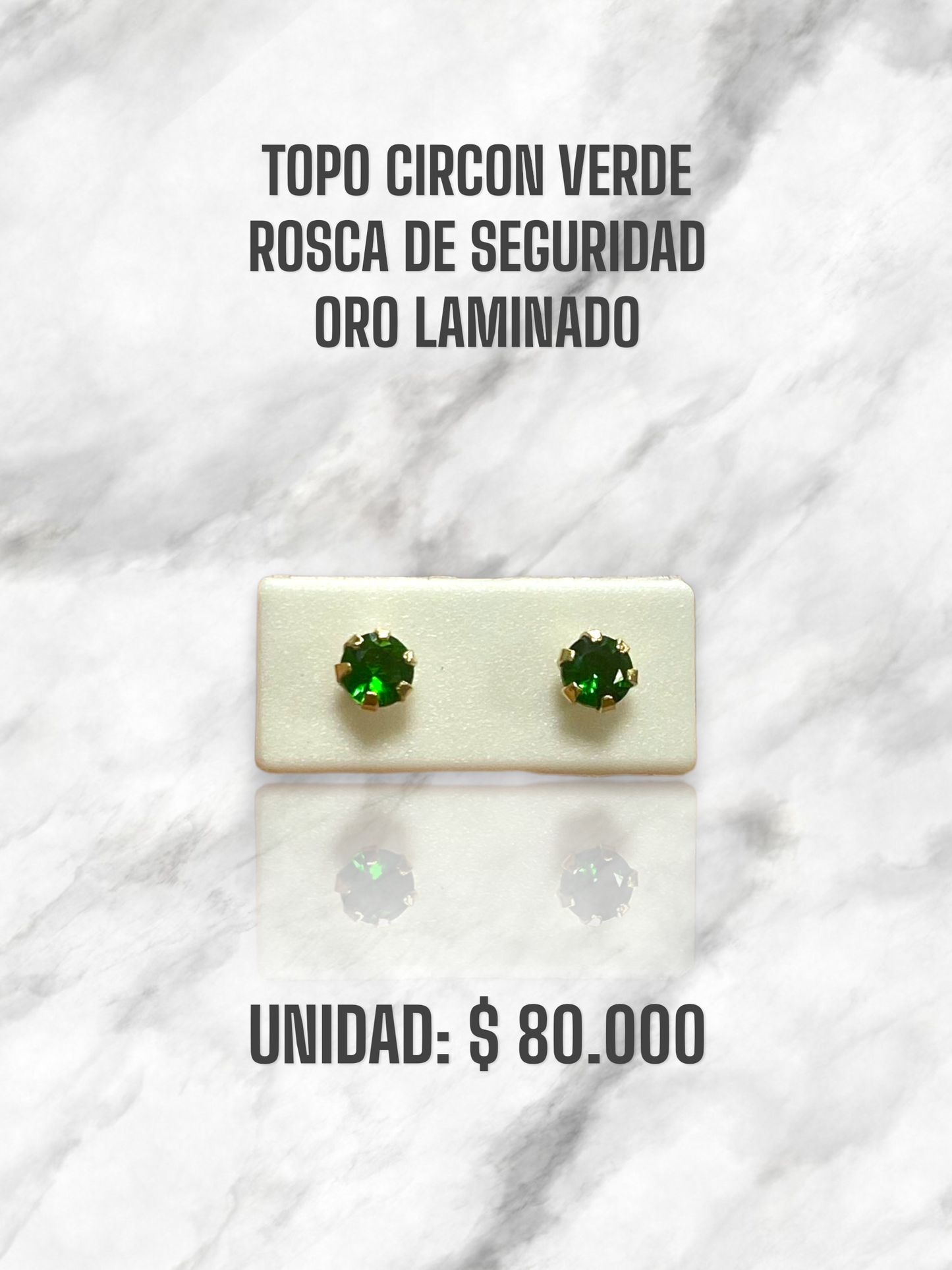 TOPO CIRCON VERDE ROSCA S. ORO LAMINADO