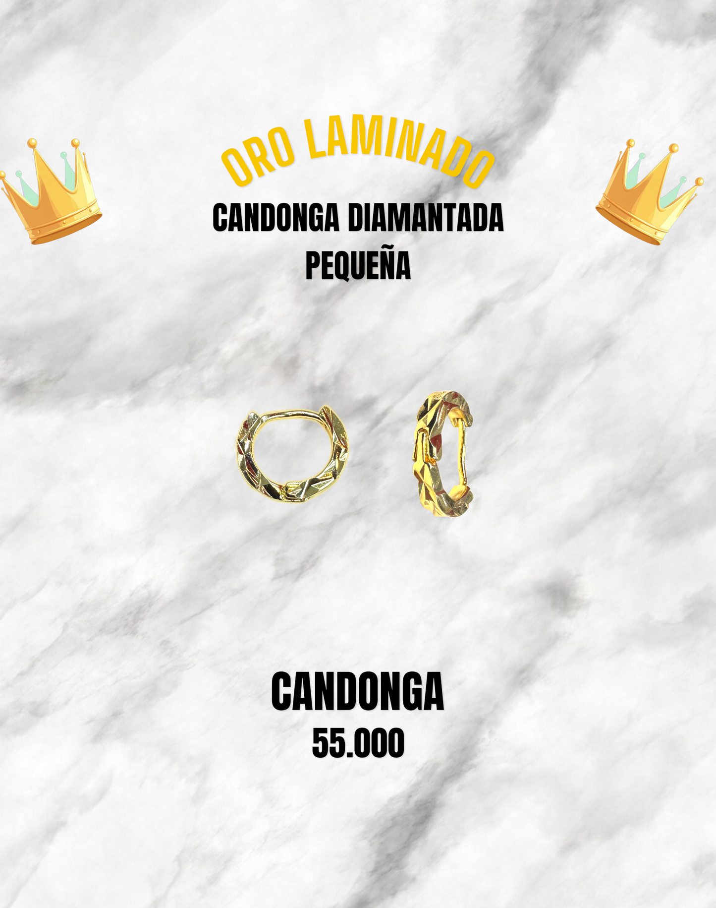 CANDONGA DIAMANTADA PEQUEÑA ORO LAMINADO