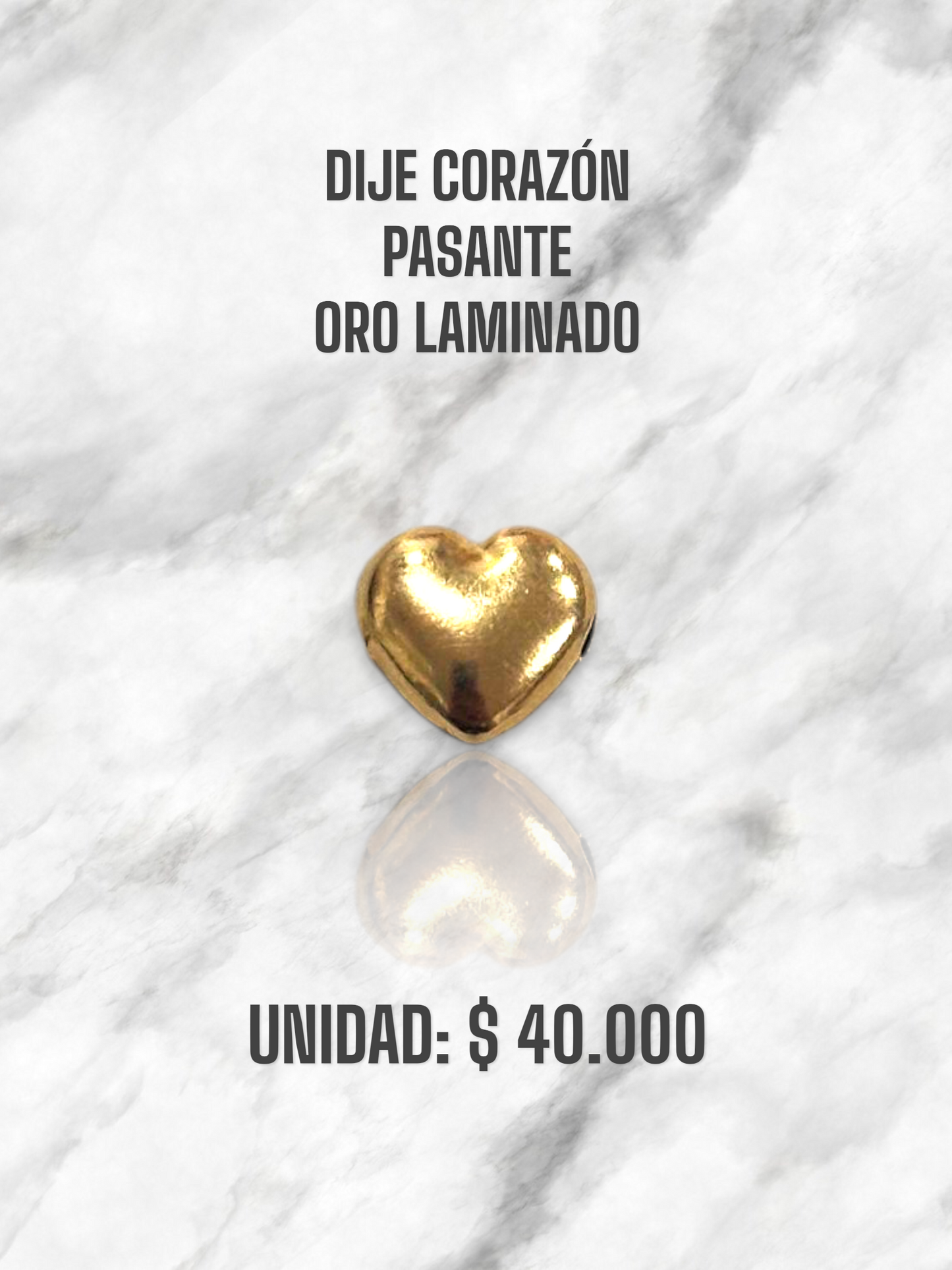 DIJE CORAZÓN PASANTE ORO LAMINADO