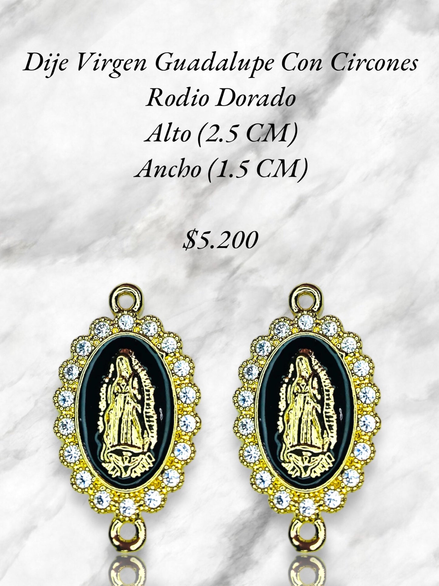 Dije Virgen Guadalupe Con Circones Rodio Dorado