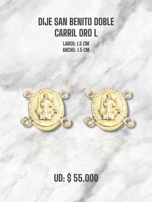 DIJE SAN BENITO DOBLE CARRIL ORO LAMINADO