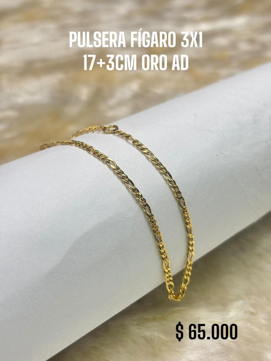 PULSERA FIGURADO 3X1 17+3 ORO AD