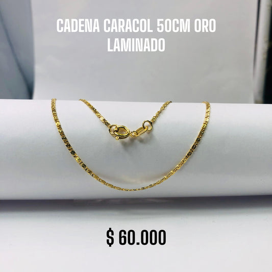CADENA CARACOL 50CM ORO LAMINADO