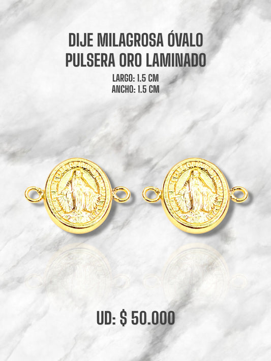 DIJE MILAGROSA ÓVALO PULSERA ORO LAMINADO