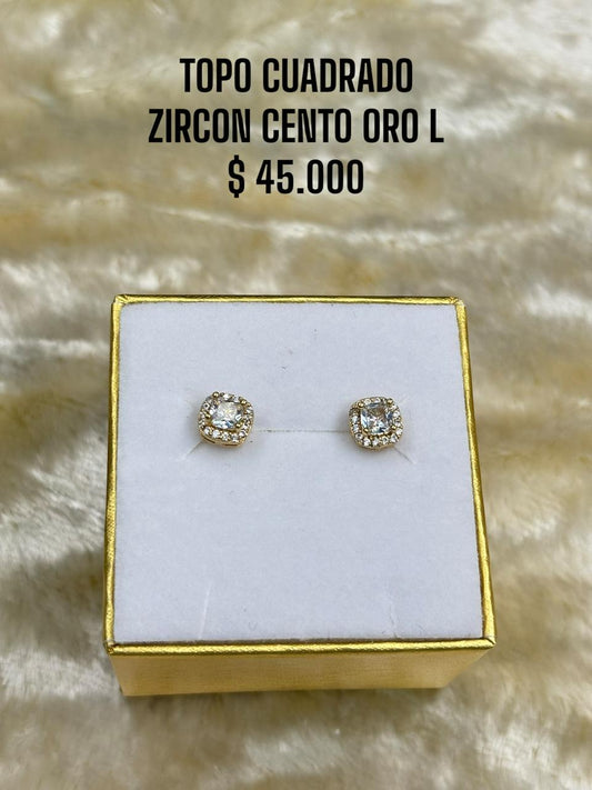 TOPO CUADRADO ZIRCON CENTO ORO LAMINADO