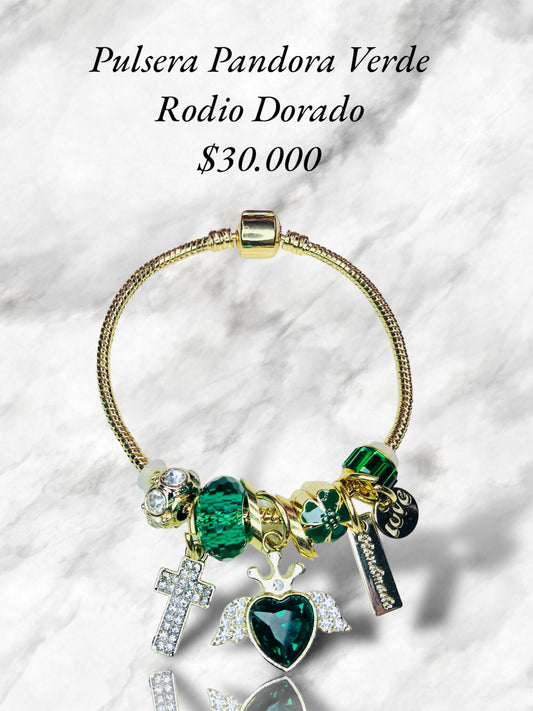 Pulsera Pandora Verde Rodio