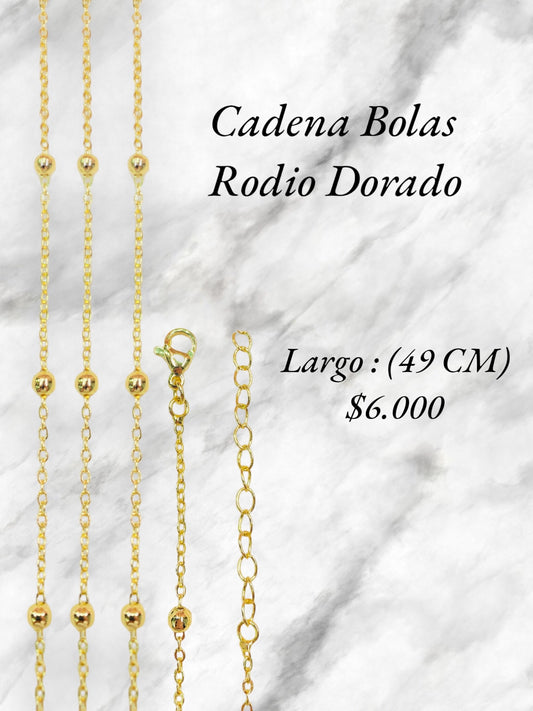 Cadena Bolas en rodio dorado