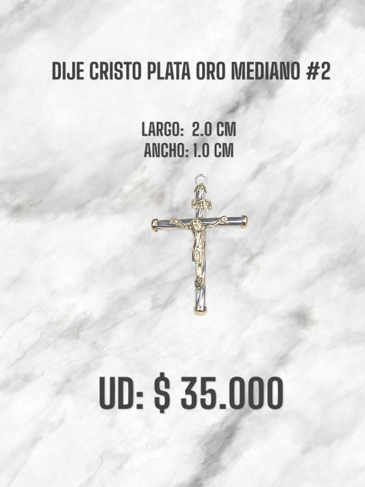 DIJE CRISTO PLATA ORO MEDIANO #2