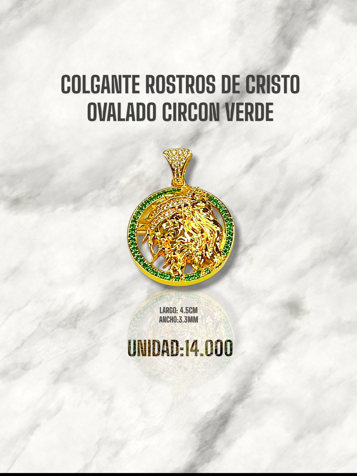 COLGANTE ROSTRO DE CRISTO OVALADO CIRCON VERDE