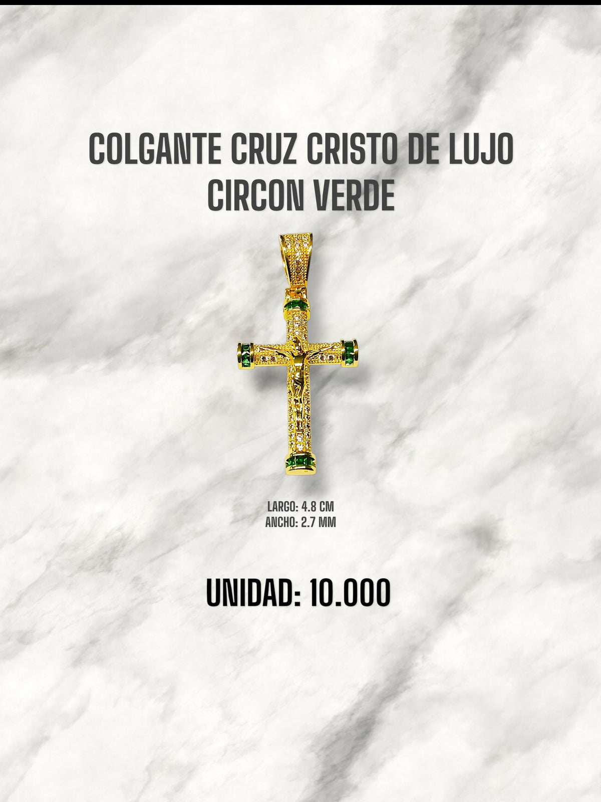 COLGANTE CRUZ CRISTO DE LUJO CIRCON VERDE