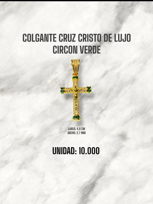 COLGANTE CRUZ CRISTO DE LUJO CIRCON VERDE