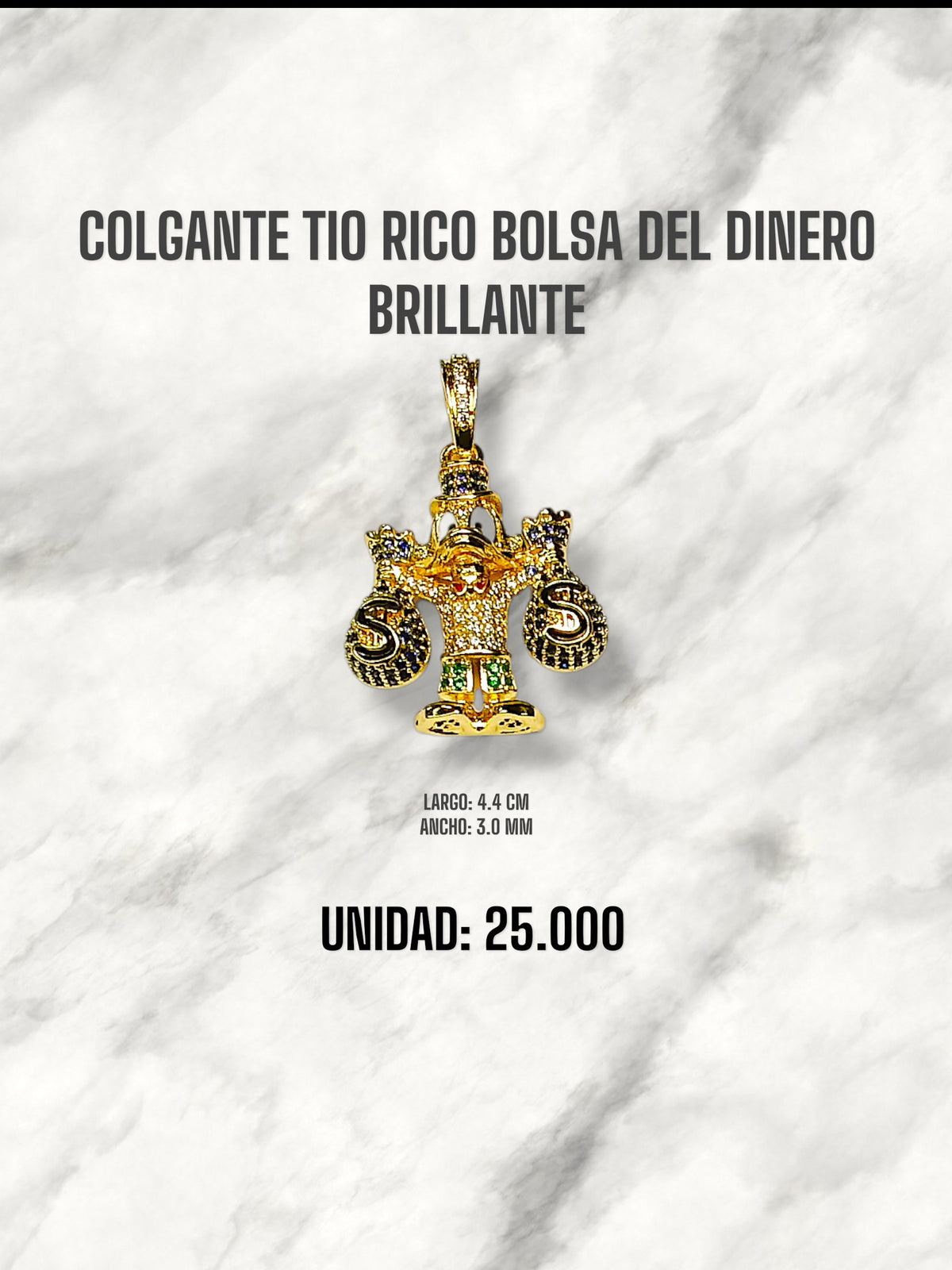 COLGANTE TIO RICO BOLSA DEL DINERO BRILLANTE