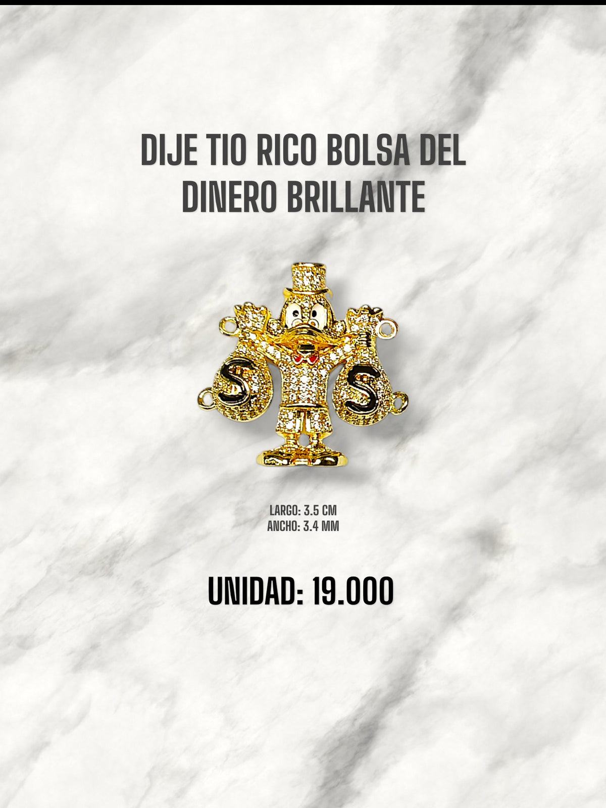 DIJE TIO RICO BOLSA DEL DINERO BRILLANTE