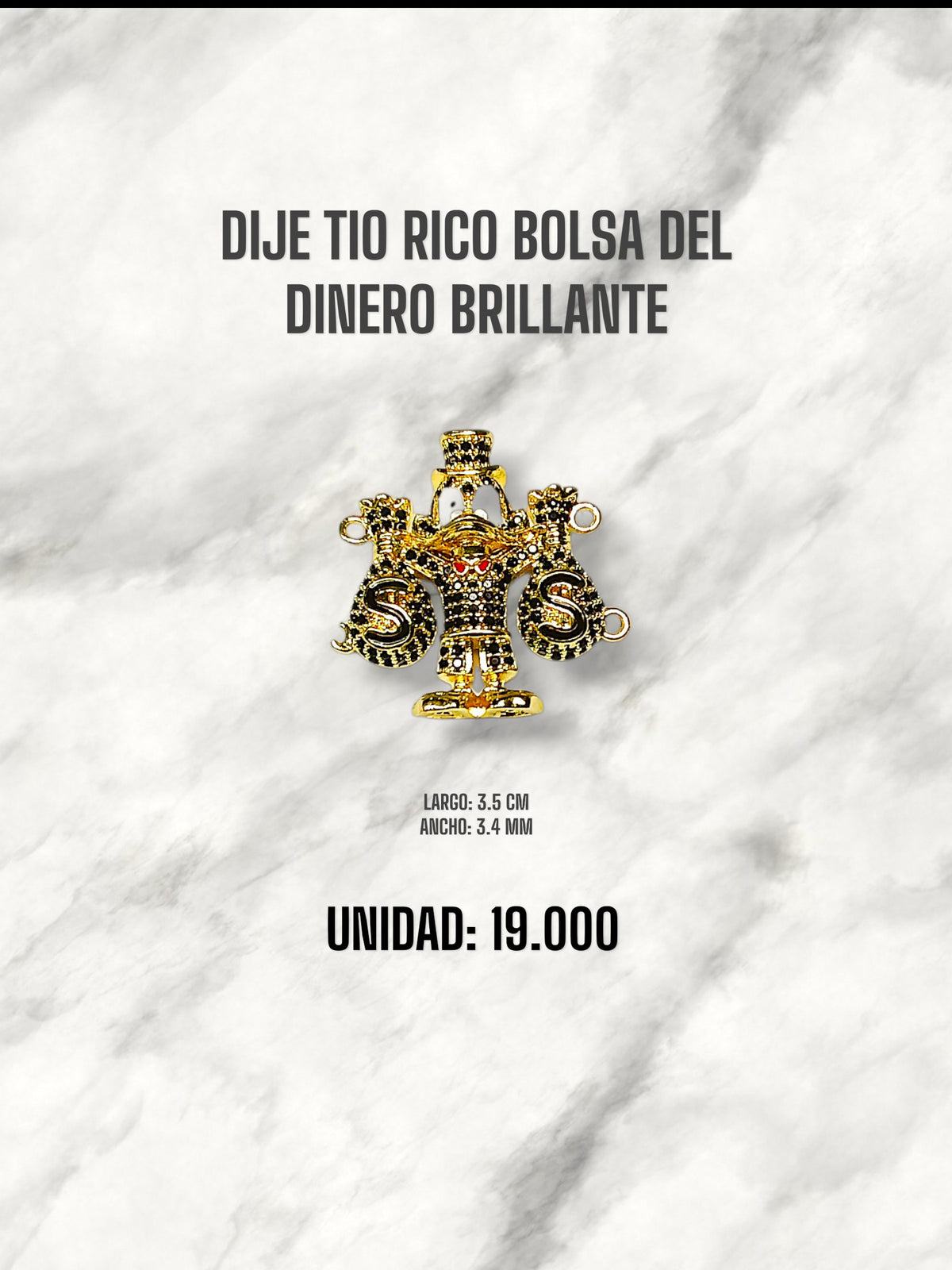 DIJE TIO RICO BOLSA DEL DINERO BRILLANTE