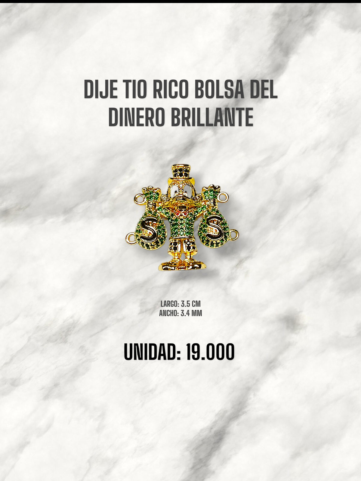 DIJE TIO RICO BOLSA DEL DINERO BRILLANTE