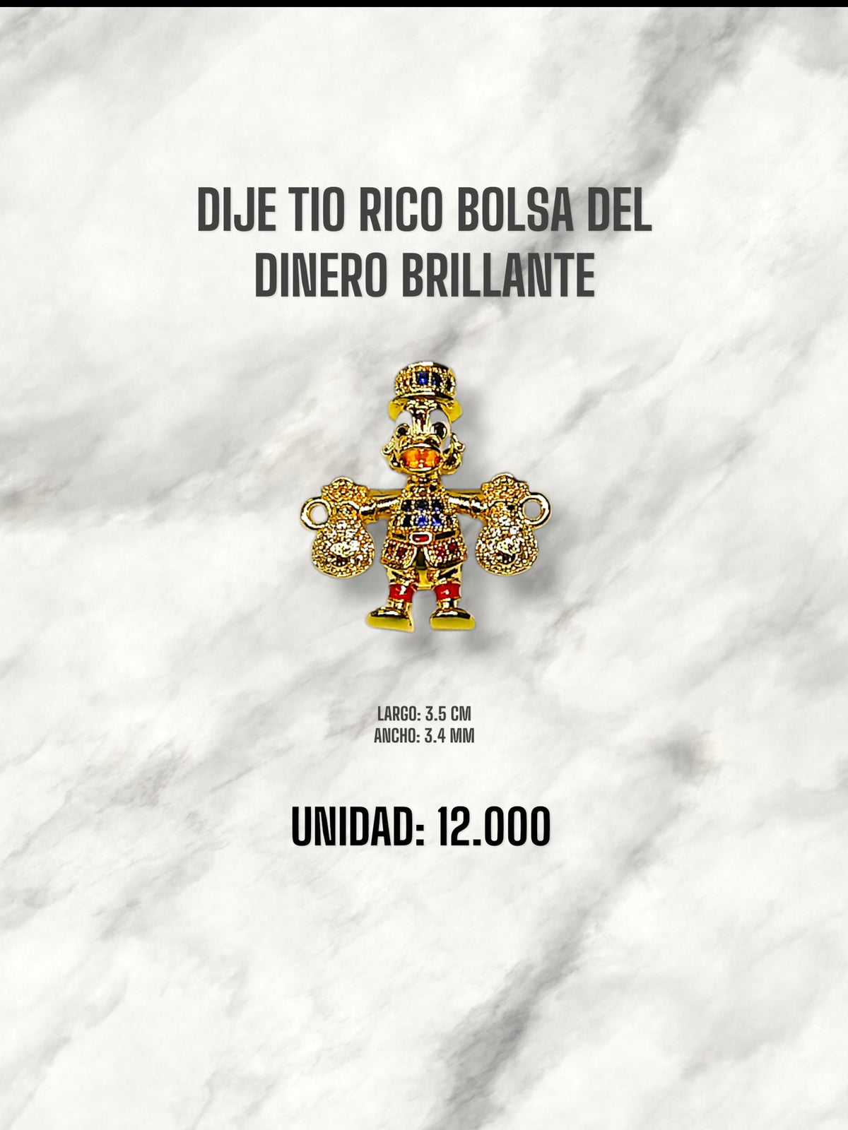 DIJE TIO RICO BOLSA DEL DINERO BRILLANTE
