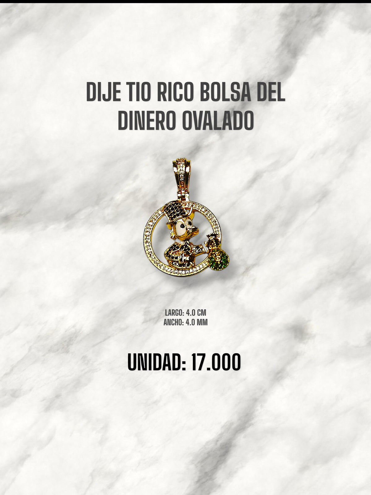 DIJE TIO RICO BOLSA DEL DINERO OVALADO