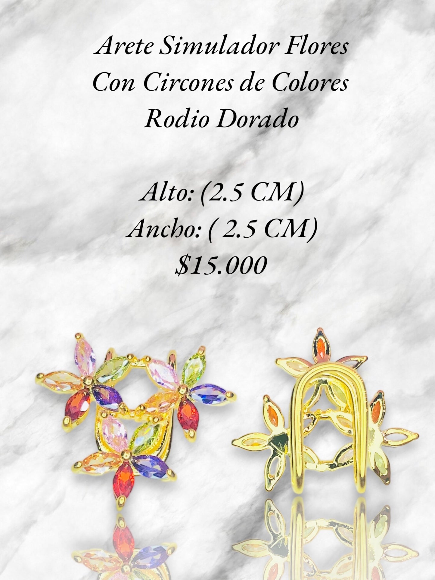 Arete Simulador Flores Con circones De colores Rodio Dorado