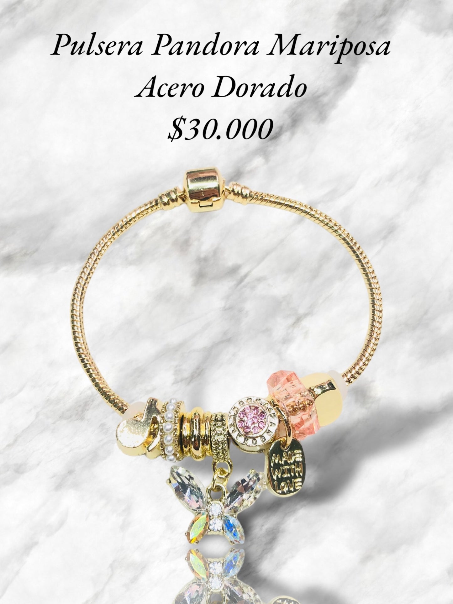 Pulsera Pandora Mariposa Rodio