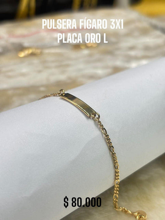 PULSERA FIGURADO 3X1 PLACA ORO L