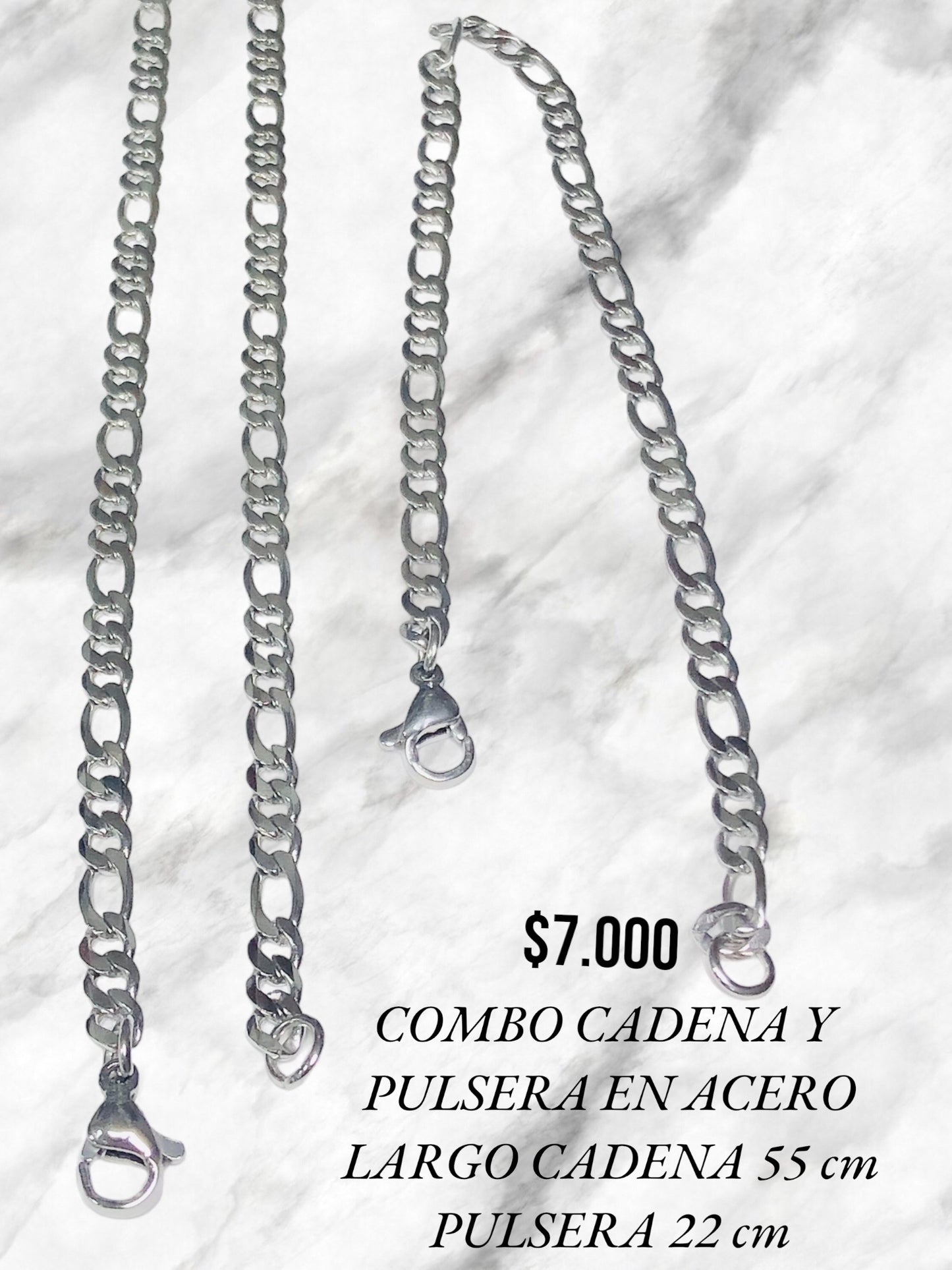 COMBO CADENA Y PULSERA EN ACERO INOXIDABLE