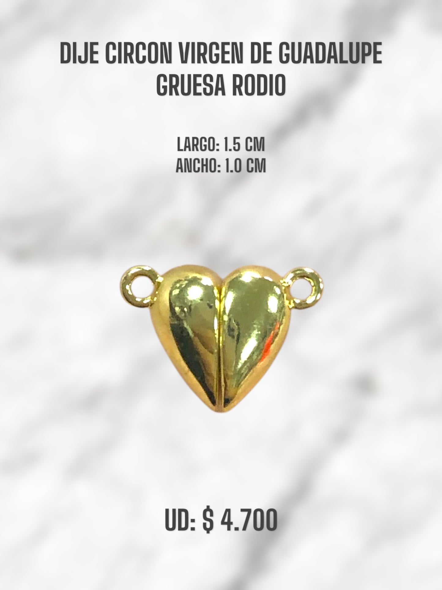 DIJE CIRCON CORAZÓN IMÁN RODIO