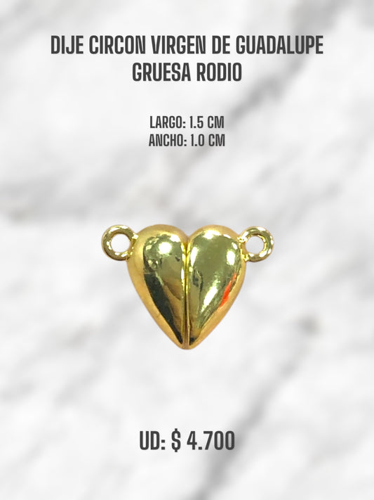 DIJE CIRCON CORAZÓN IMÁN RODIO