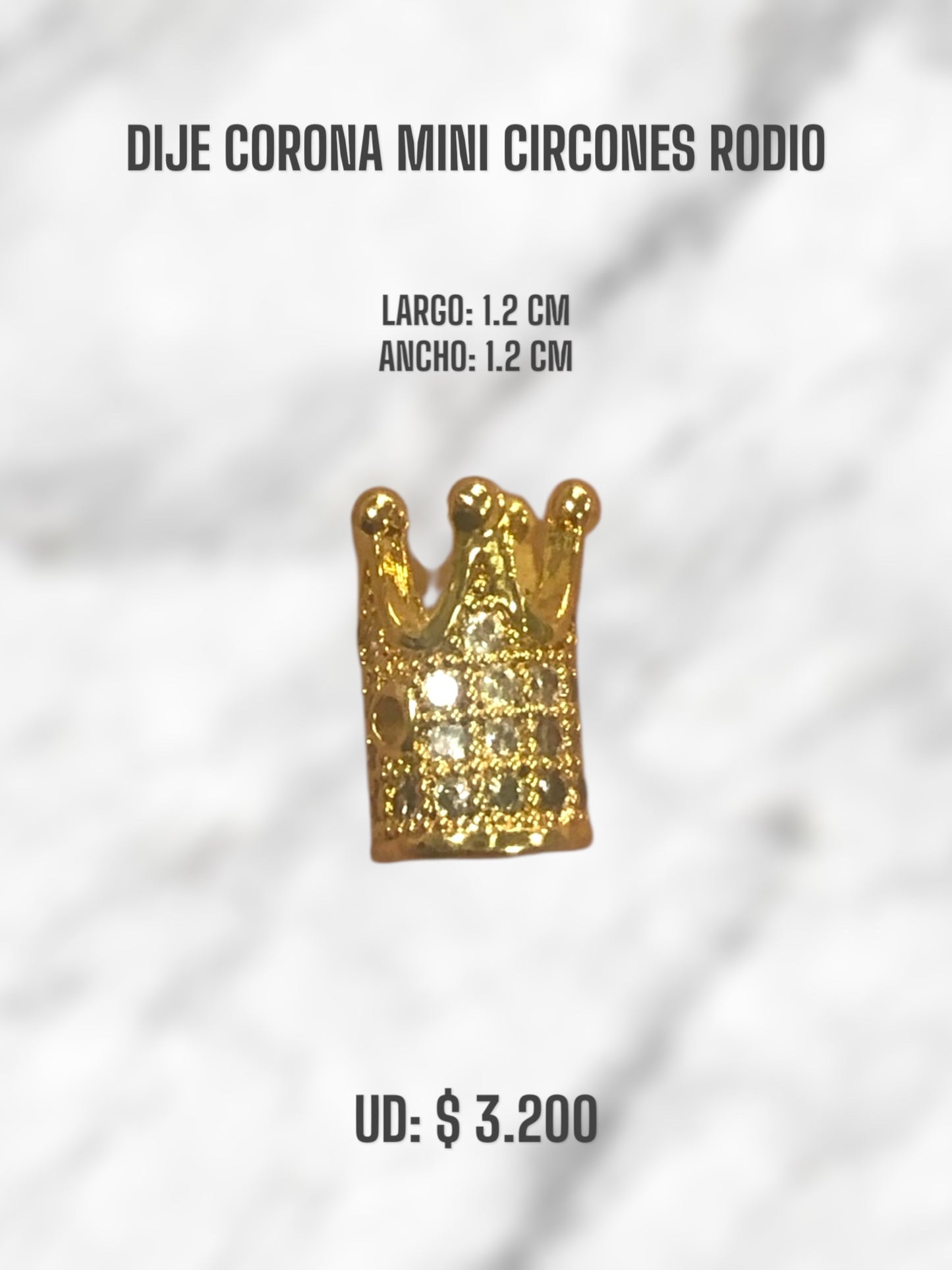 DIJE CORONA MINI CIRCONES RODIO