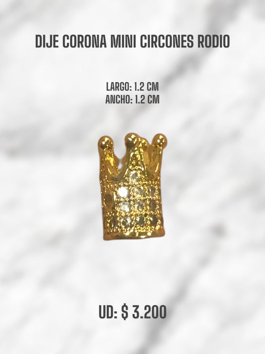 DIJE CORONA MINI CIRCONES RODIO
