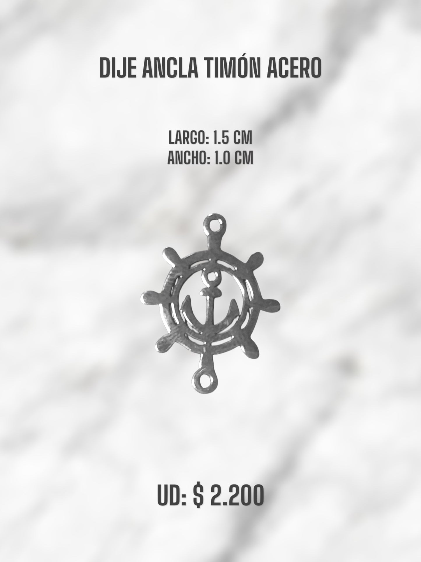 DIJE ANCLA TIMÓN ACERO