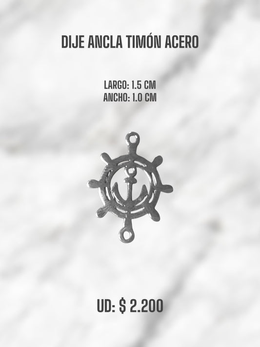 DIJE ANCLA TIMÓN ACERO