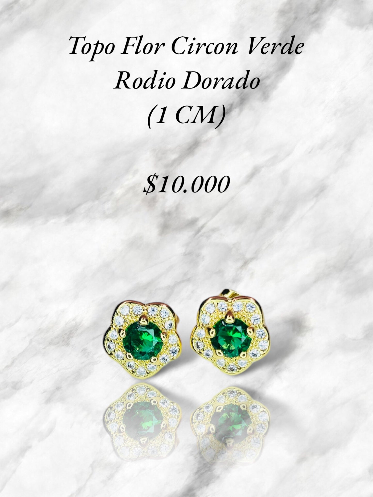 Aretes Topo Flor Rodio Dorado