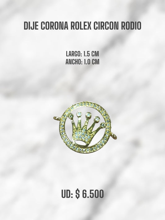 DIJE CORONA ROLEX CIRCON RODIO