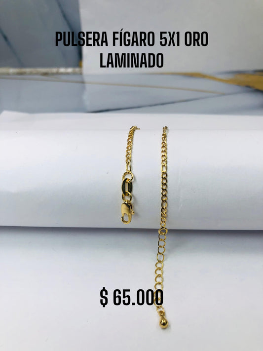 PULSERA FÍGARO 5X1 ORO LAMINADO