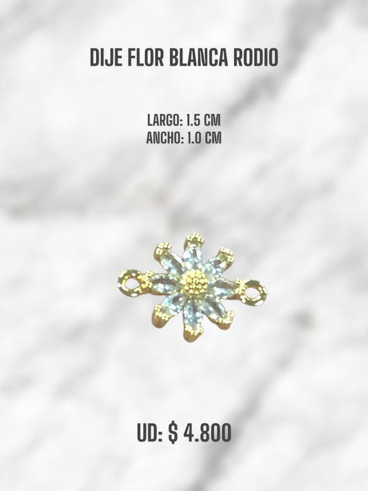 DIJE FLOR BLANCA RODIO