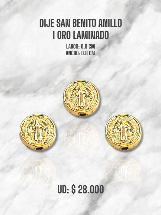 DIJE SAN BENITO ANILLO 1 ORO LAMINADO