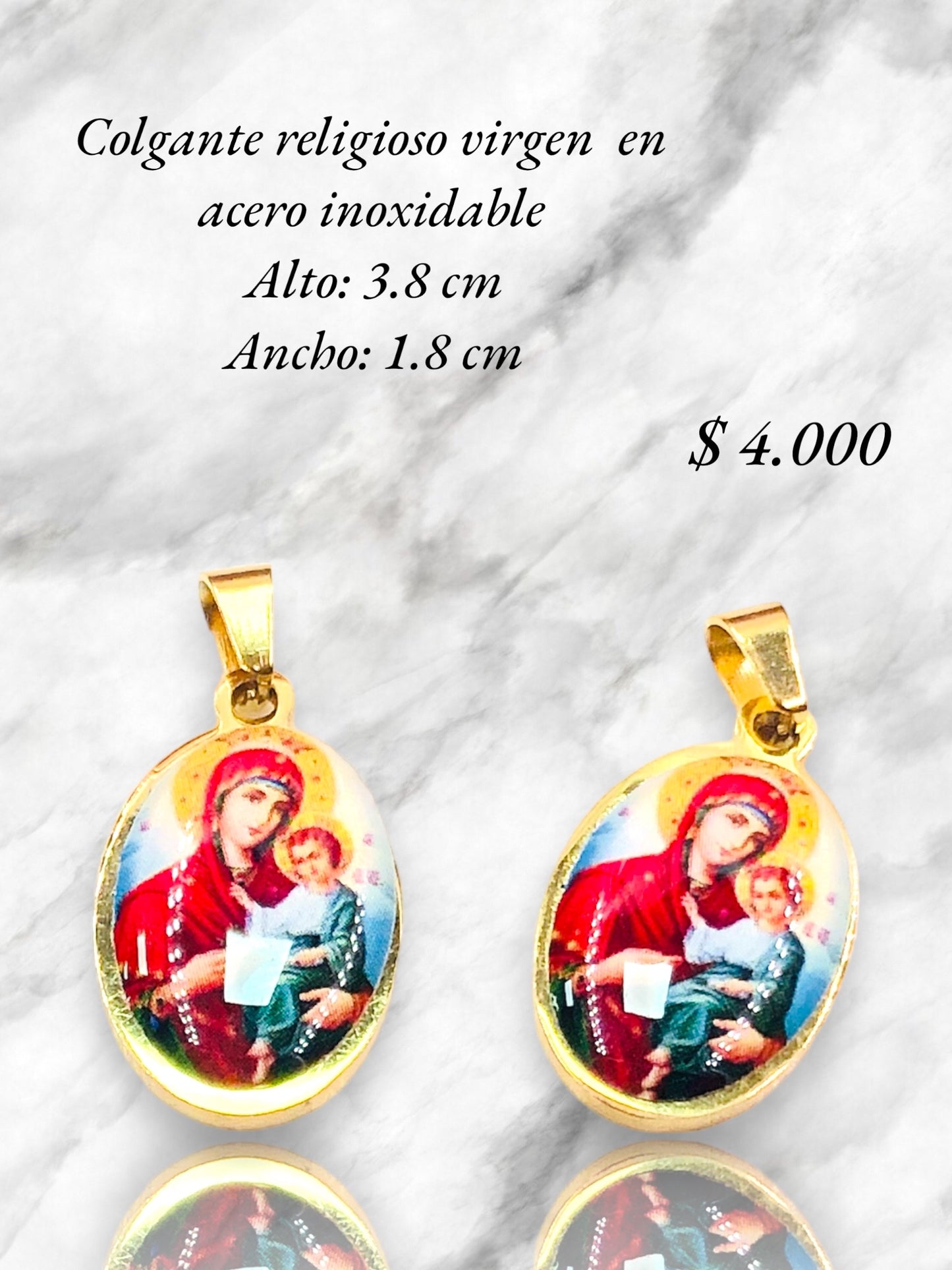 Colgante Virgen en acero inoxidable