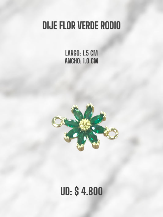 DIJE FLOR VERDE RODIO