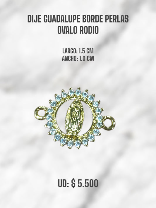 DIJE GUADALUPE BORDE PERLAS OVALO RODIO